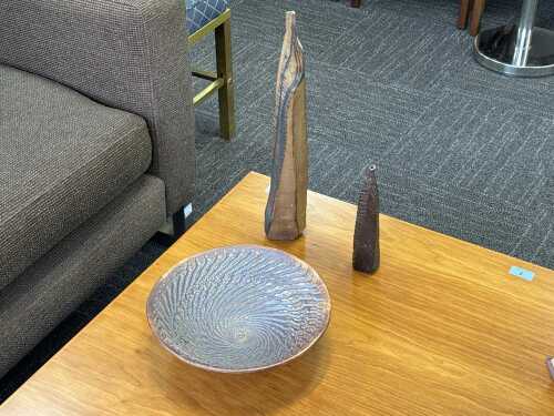 Three studio pottery decorative pieces