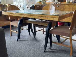Art Deco burr maple five-piece dining suite - 2