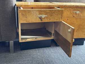 Pair of Art Deco burr maple bedside cabinets - 2
