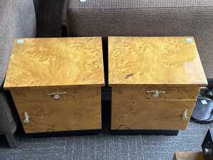 Pair of Art Deco burr maple bedside cabinets - 4