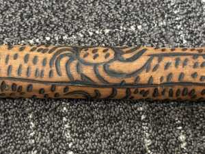 Indigenous digging stick with pokerwork decoration - 4