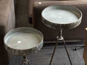 Pair of rustic metal side tables - 2