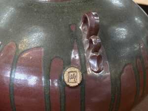 Two pieces of studio pottery including a tri-handled pot with drip glaze - 3