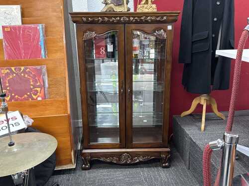 Carved timber display cabinet
