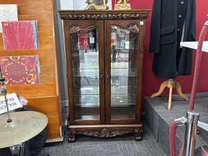Carved timber display cabinet