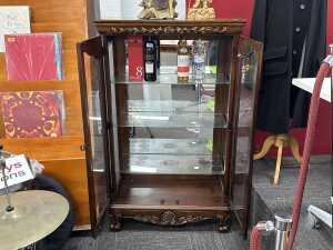 Carved timber display cabinet - 2
