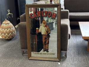 Carlton "I allus has wan at eleven" advertising bar mirror