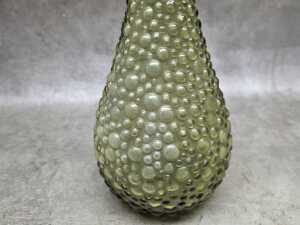 Retro olive-green hob-nail genie bottle with stopper - 2