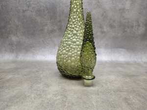 Retro olive-green hob-nail genie bottle with stopper - 3