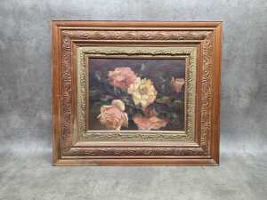 A. Charles, floral still life. Antique oil painting on linen