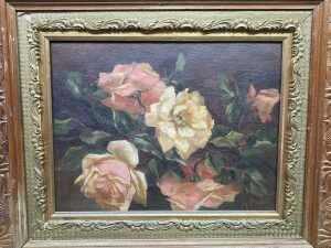 A. Charles, floral still life. Antique oil painting on linen - 2