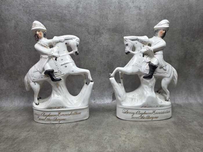 Pair of antique Staffordshire figures of William III
