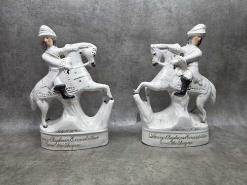 Pair of antique Staffordshire figures of William III