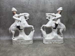 Pair of antique Staffordshire figures of William III