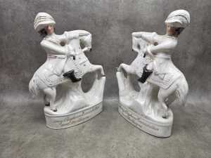 Pair of antique Staffordshire figures of William III - 3