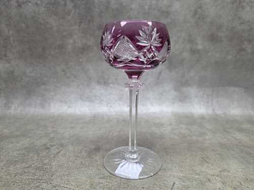 Vintage Val St Lambert cranberry coloured wine glass