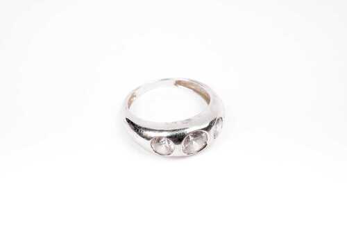 A cubic zirconia ring in 14 carat white gold