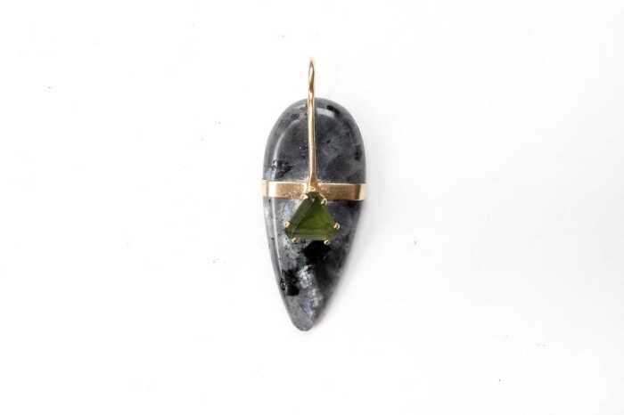 A Labradorite and chrysoprase pendant in 9 carat yellow gold