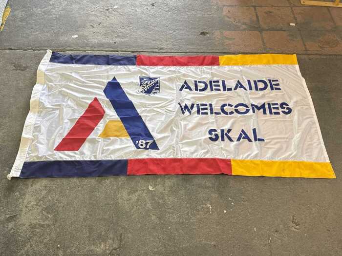 Skal International commemorative fabric flag from Adelaide, 1987