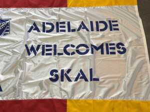 Skal International commemorative fabric flag from Adelaide, 1987 - 2