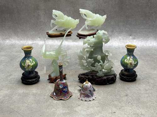 Vintage Oriental figures and cloisonne