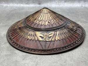 A Fulani woven hat from Mali plus two other traditional Asian hats - 4