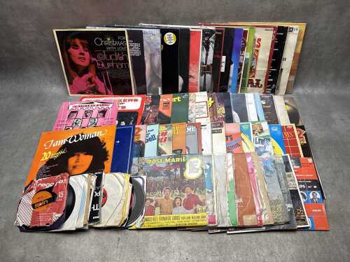 Assorted vinyl records, including LPs, 10"s and 45s, including The Monkees