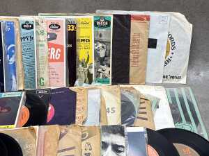 Mostly 1960s 45rpm 7" vinyl singles and EPs, including Jimi Hendrix Experience - 3