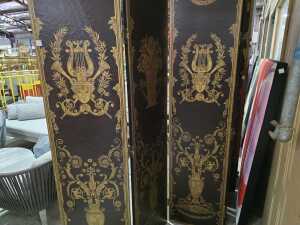 Gilt and lacquered six-panel art screen - Dimensions of one panel 46 x 239cm - 4