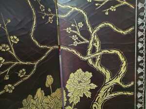 Gilt and lacquered six-panel art screen - Dimensions of one panel 46 x 239cm - 7