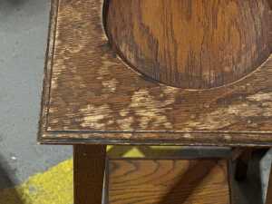 Pair of antique Arts and Crafts oak planter stands - 4