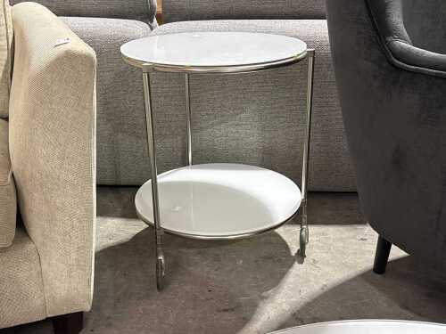 Vintage IKEA Strind white glass side table