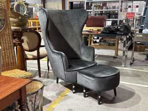 Tom Dixon style, custom-made lounge chair and ottoman - in as new condition