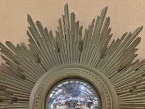 Mid- century style gold-tone sunburst mirror - 2