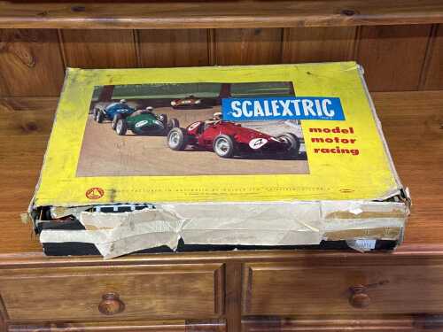 Vintage Scalextric model race car set by Lines Bros