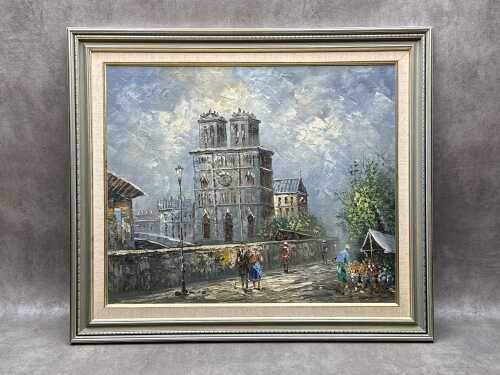 Caroline Burnett (1877-1950), untitled Paris street scene. Oil painting on board