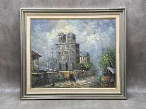 Caroline Burnett (1877-1950), untitled Paris street scene. Oil painting on board