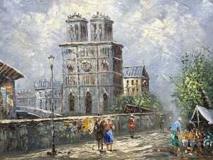 Caroline Burnett (1877-1950), untitled Paris street scene. Oil painting on board - 2