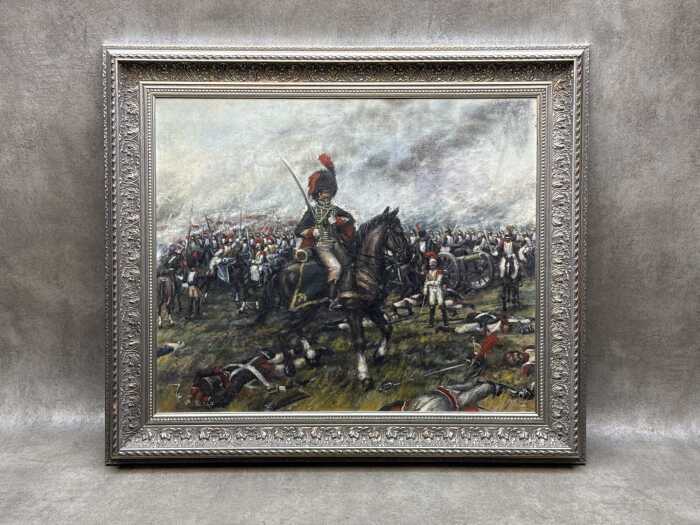 Artist unknown, Cavalry battle scene, oil on board