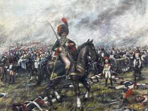 Artist unknown, Cavalry battle scene, oil on board - 2