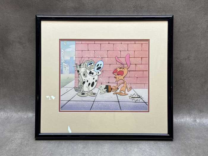 Nickelodeon Ren & Stimpy framed hand-painted scene