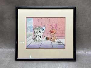 Nickelodeon Ren & Stimpy framed hand-painted scene