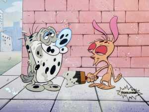 Nickelodeon Ren & Stimpy framed hand-painted scene - 2
