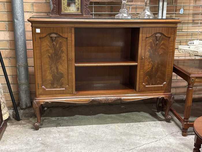 Flame mahogany low bookcase