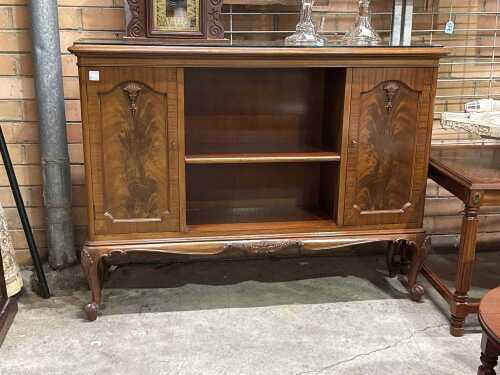 Flame mahogany low bookcase