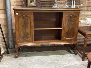 Flame mahogany low bookcase