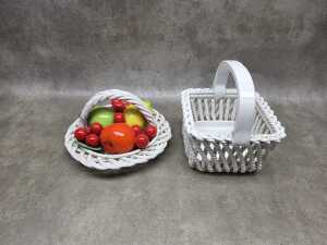 Italian majolica ceramic fruit basket and decorative basket - 2