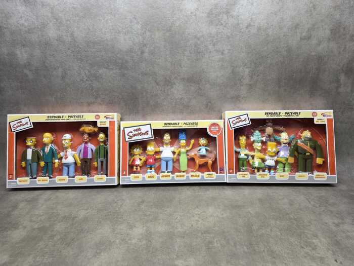 Three The Simpsons bendable + poseable figures