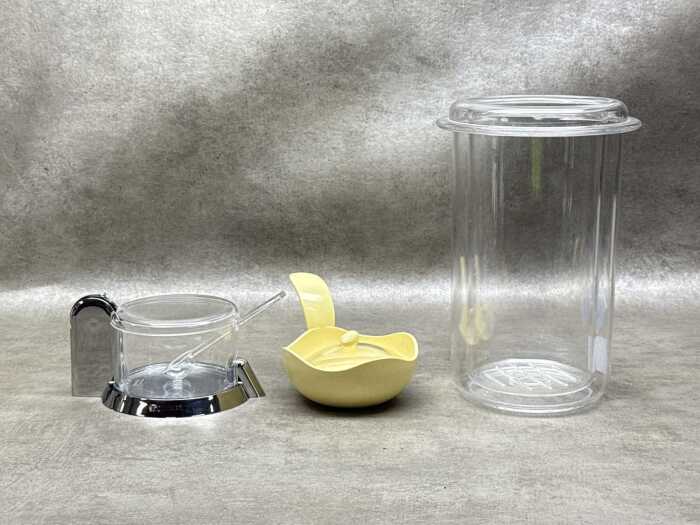 Three Guzzini mid-century kitchenware items