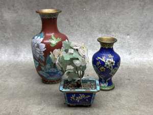Three Chinese cloisonne pieces